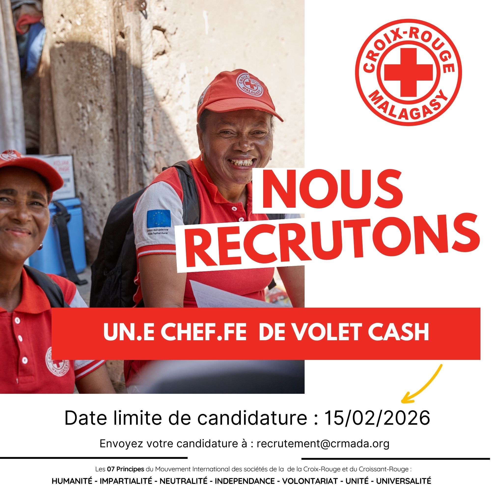 AVIS DE RECRUTEMENT UN.E CHEF.FE DE VOLET CASH